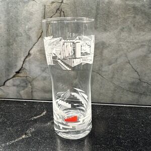 Stiegl Hausbier Beer Glass RARE 10 oz City Scape Austria Curved Pilsner Style